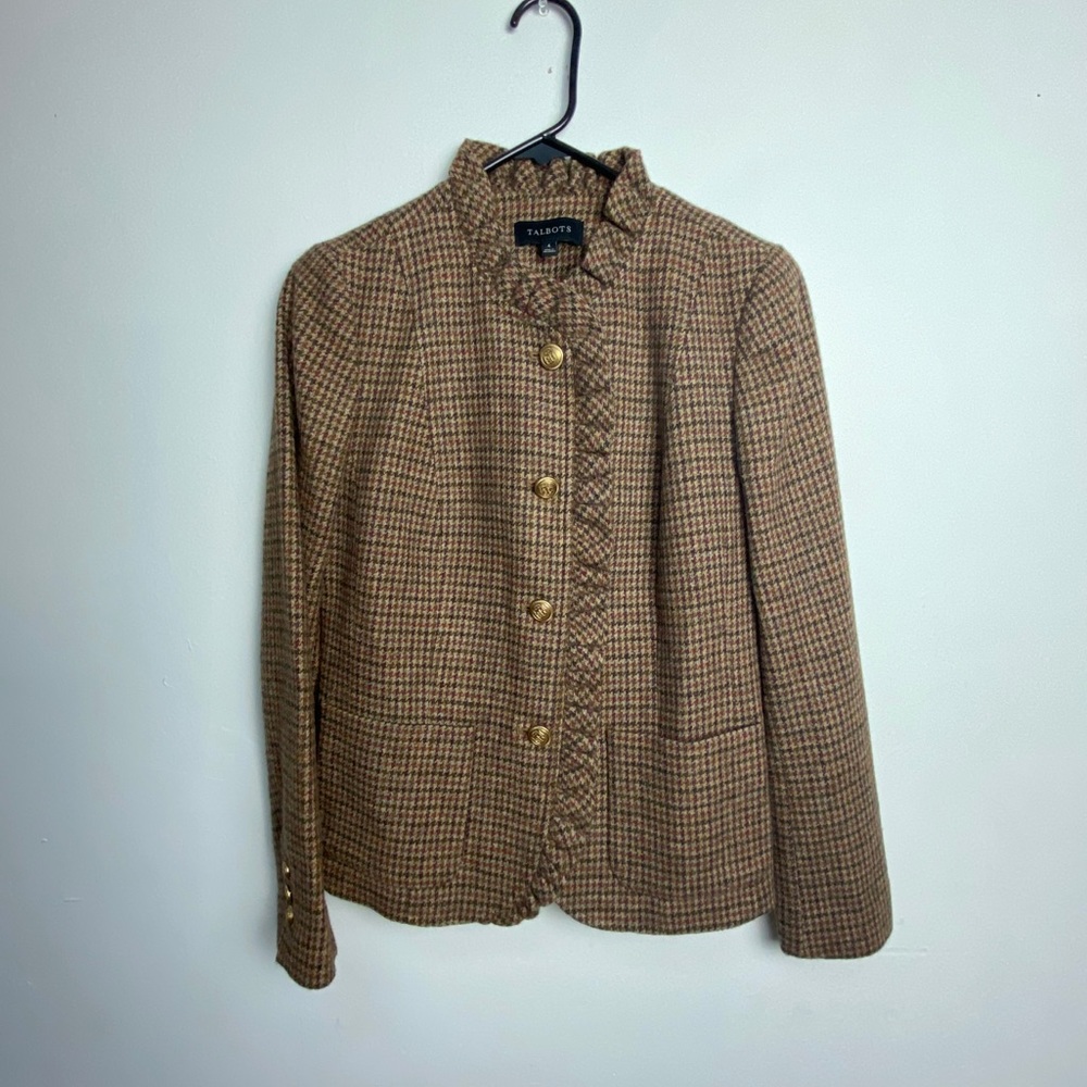 Talbots Frill Detail Houndstooth Jacket